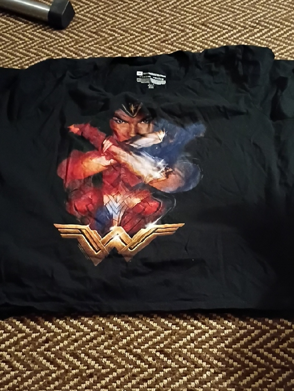 Wonder Woman Gildan Black T-Shirt with White Printed Care Label